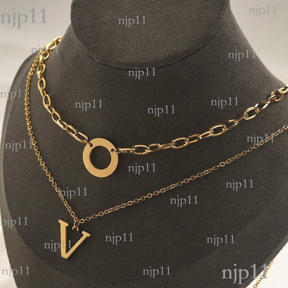 18K Gold Letter V Pendant Correct Logo High Quality Love Gift Long Chain New Charm Luxury 925 Sliver Necklace Stainless Steel Travel Jewelry AA
