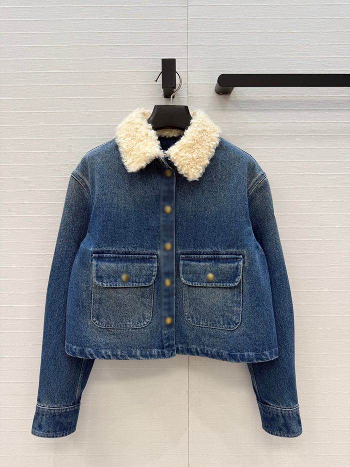2026 Autumn Blue Contrast Color Denim Slim Jacket Long Sleeve Buttons Single-Breasted Jackets Coat Short Outwear WS6S20 Haute Couture Check Size Cha
