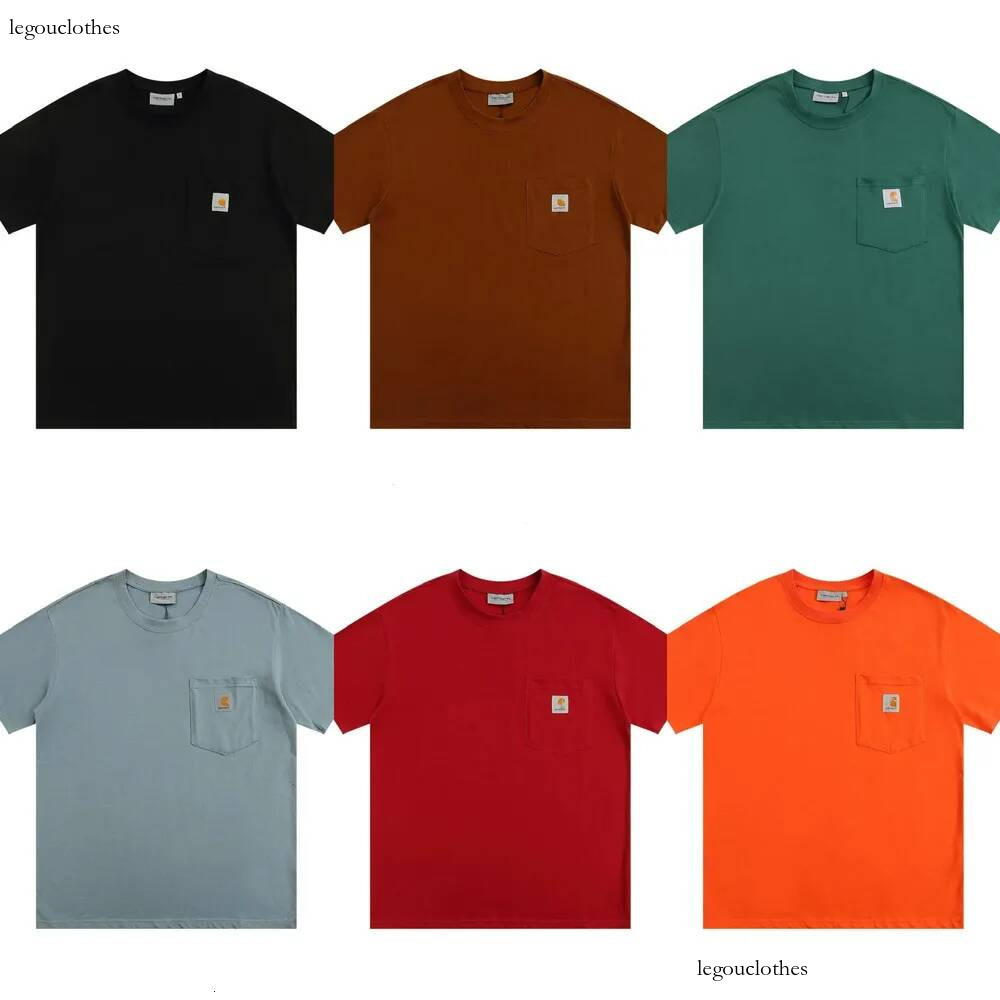 Mens Designer Summer Streetwear Pocket Series Cotton T Shirt Couples Tees Carshartes Fashion Casual Hip Hop Short Sleeve Tshirts