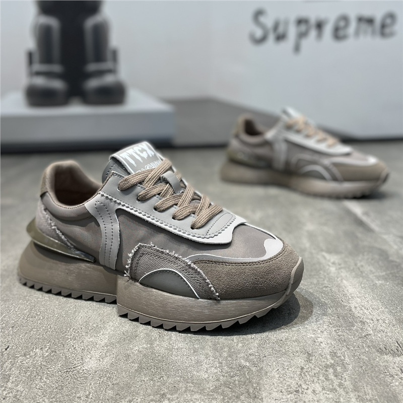 Vintage men's 2024 autumn new style Casual shoes comfortable thick-soled leather and silk fabric breathable Designer shoes European light luxur
