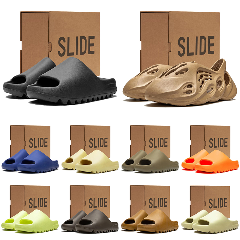 Free shipping designer slippers slides with box men women Black Bone Glow Moon Gray sliders sandals mens womens blue green orange slipper slide trai