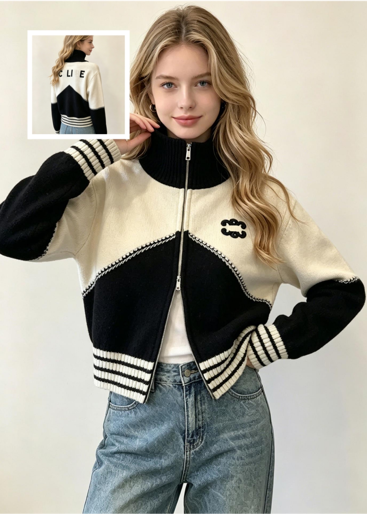 New style womens autumn and winter designer letter-sleeved long knitted sweater luxurious and comfortable long-sleeved cardigan fashionable and
