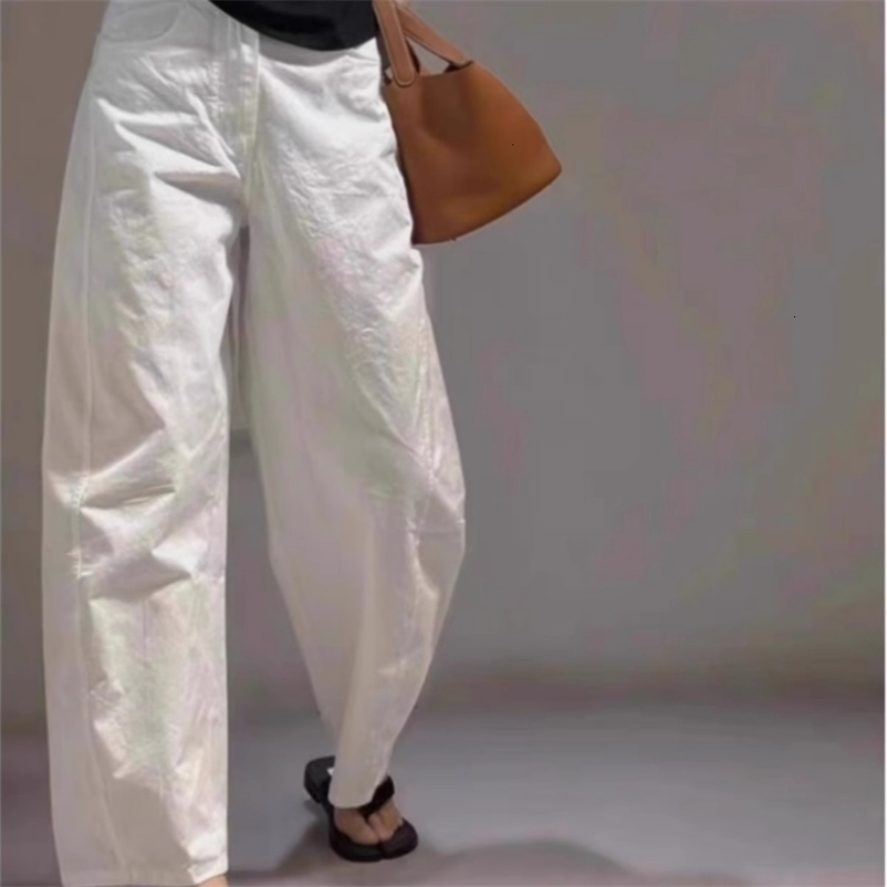 White Cotton and Linen Pants Loose Lazy Casual Women's Spring Summer Thin Straight Wide-leg 260918