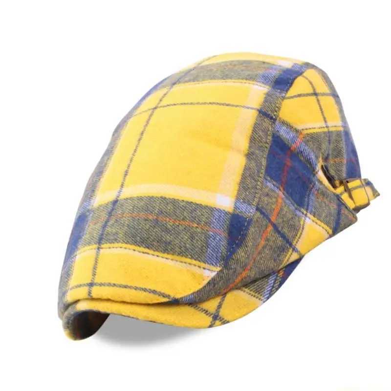 31BF Fashionable Plaided Cap Berets Soft Cotton Fabric British Vintage Hat For Daily Use And Special Occasion N260919