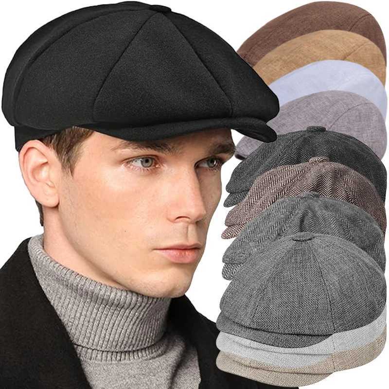 Autumn Berets Fashion Spring and Retro British Style Cap for Men Classic Vintage Luxury Octagonal Flat Cap Cotton Ascot Caps Beanie N260919