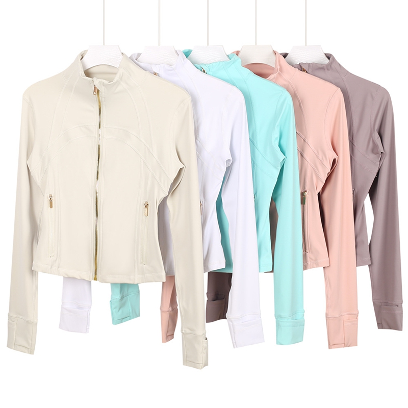 Veste courte de yoga à col montant pour femme, respirante, légère, confortable, ajustée, haute élasticité, haut de sport de plein air