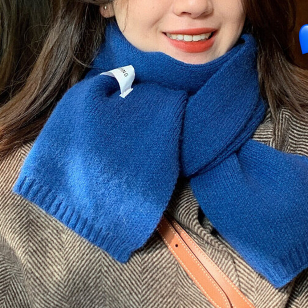 INS Solid Color Women, Autumn And Winter Warm Versatile Fashion Student Knitted Small Neck Warmer For Men, New Woolen Scarf Liuyuemoshang