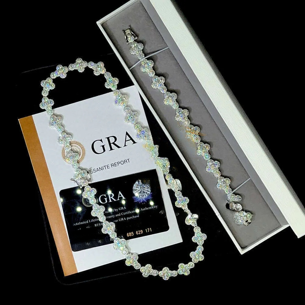 Custom Hip Hop Jewelry Set Sterling Silver 925 Iced Out Cuban Cross Moissanite Tennis Chain Bracelet for Men