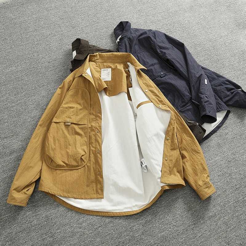 Men's Jackets 2025 new high arcade can wind loose jacket men's fashion all-in-one lapel waterproof outdoor work shirt X260919