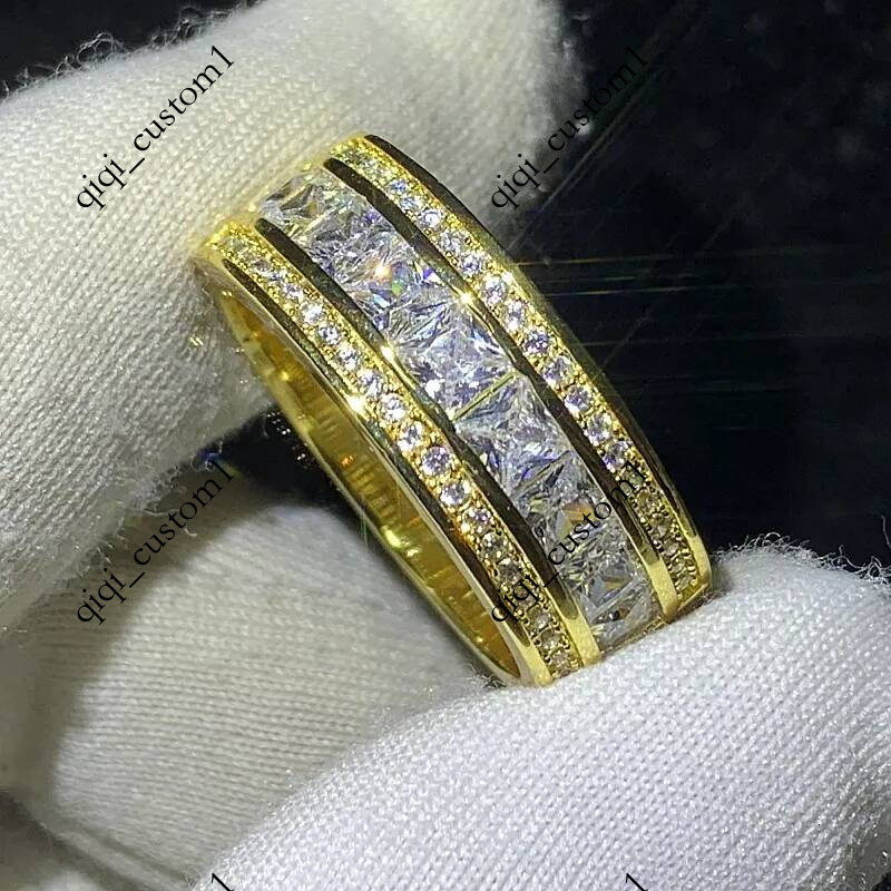 Choucong Brand Unique Wedding Rings Luxury Jewelry 925 Sterling Silver 18K Gold Fill Princess Cut White Topaz CZ Diamond Party Engagement Band Ring