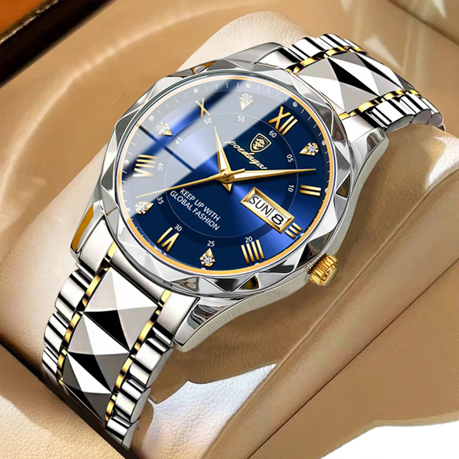 POEDAGAR Business y Mens Watches Waterproof Stainless Steel Luminous Man Wristwatch Date Week Sport Men Quartz Watch Reloj 260920