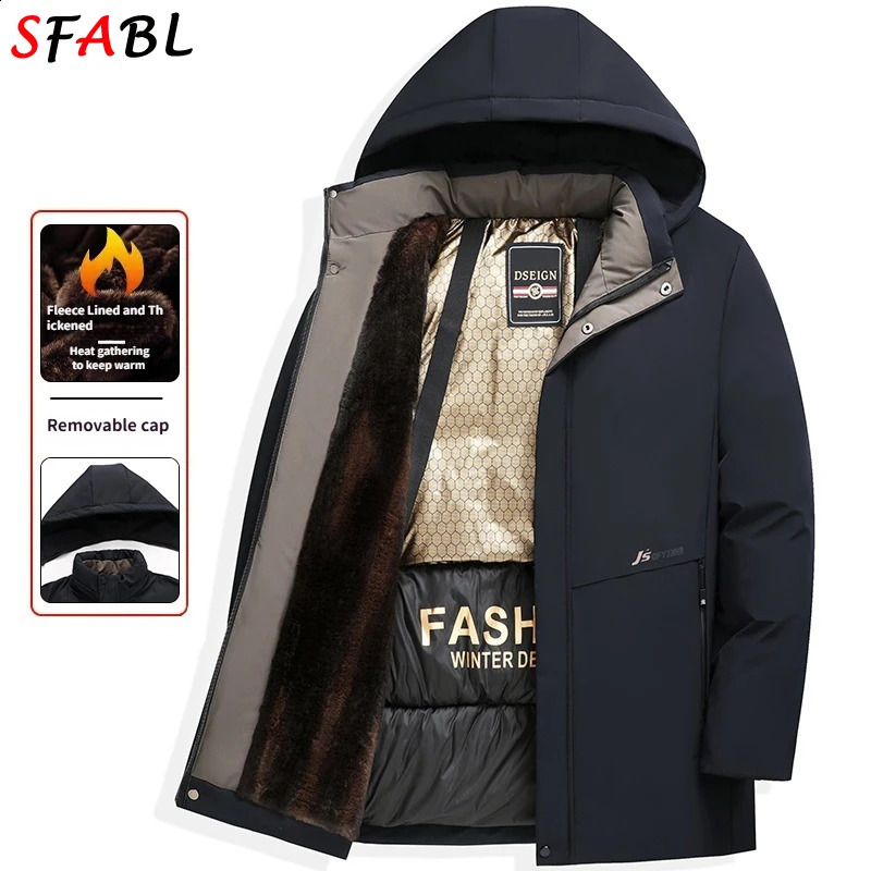 Warm Padded Mens Winter Jacket Windbreak Removable Hood Parka Men Thermal Jackets Coat Fleece Lining Ski Snow Overcoat 260920