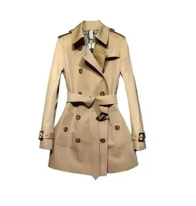 Luxury Brand Womens Trench Coat - Slim Fit Short Waist British Style Outerwear for Spring and Autumn - Khaki and Black - Asian Sizes S-4XL