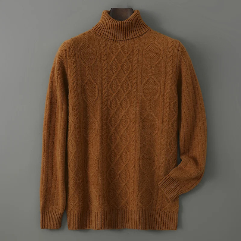 Choice Autumn Winter Men Turtleneck Wool Pullover 100% Merino Knitwear Basic Thick Solid Smart Casual Cashmere Sweater Tops 260920