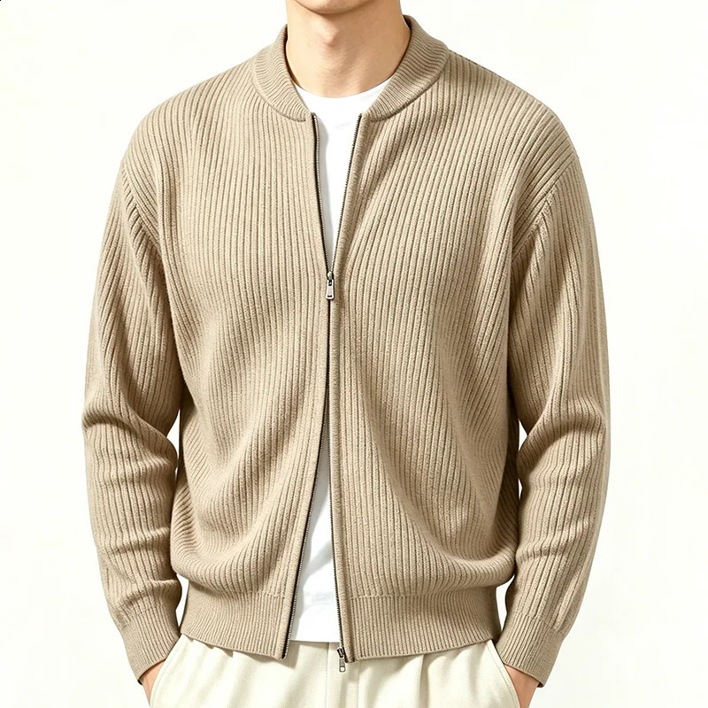 Men's Knitwear Sweater Spring Autumn Solid Color Fashion Casual Warm Comfortable Soft Stand Collar Long Sleeve ZipUp Cardigan 260918