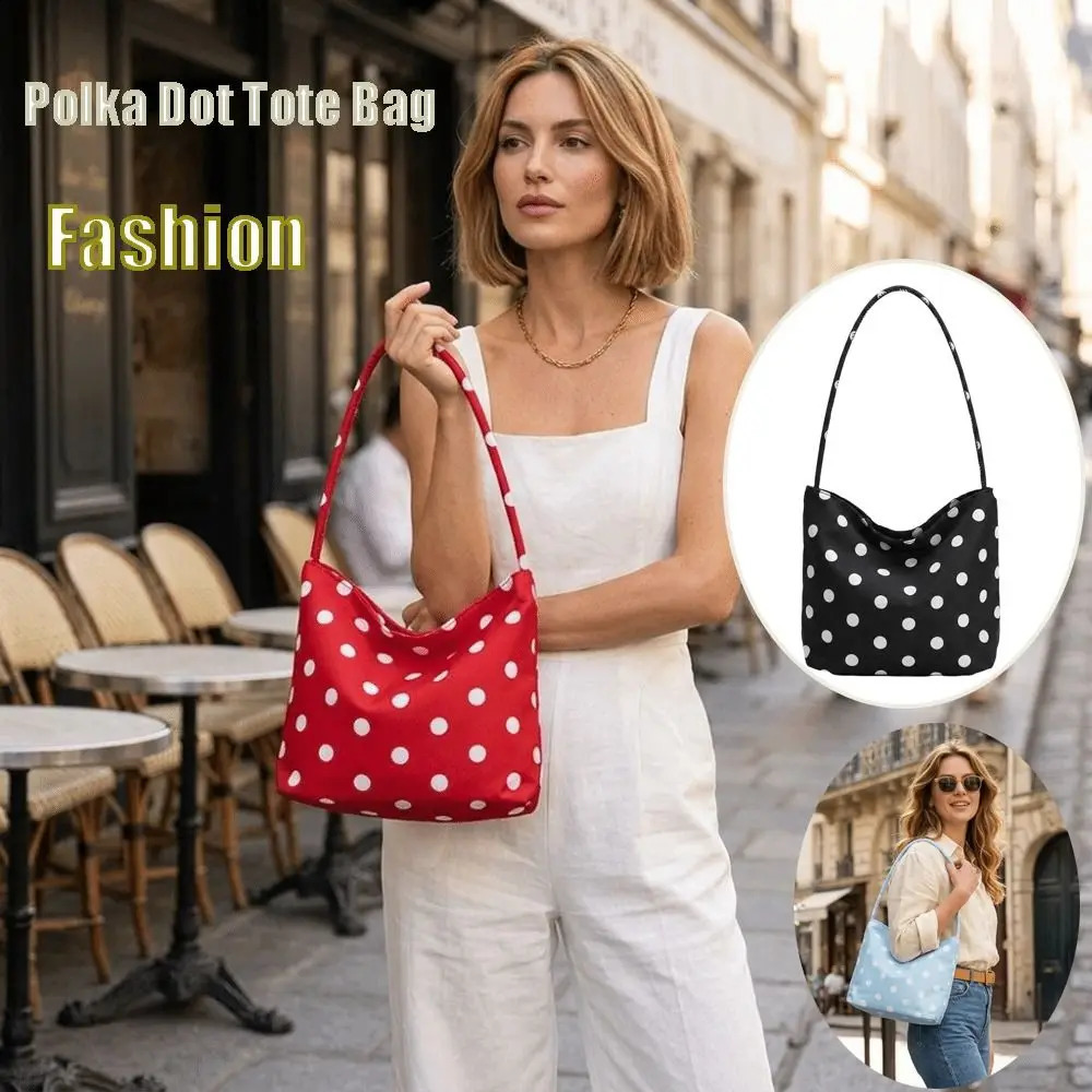 Fashion Oxford Shoulder Bag Large Capacity Polka Dot Underarm Handbag Commuting Waterproof Tote Bag Women 260920