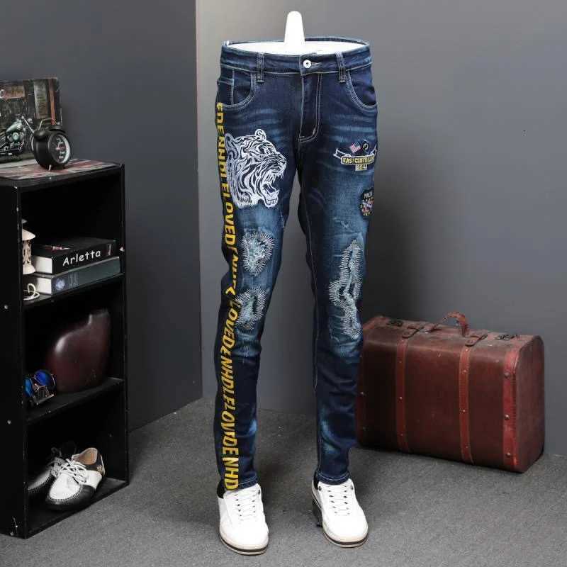 Men's Jeans 2024 Spring and Autumn New Fashion Trend Printed Straight Leg Jeans Men's Casual Loose Comfortable Sports High Quality Pants X