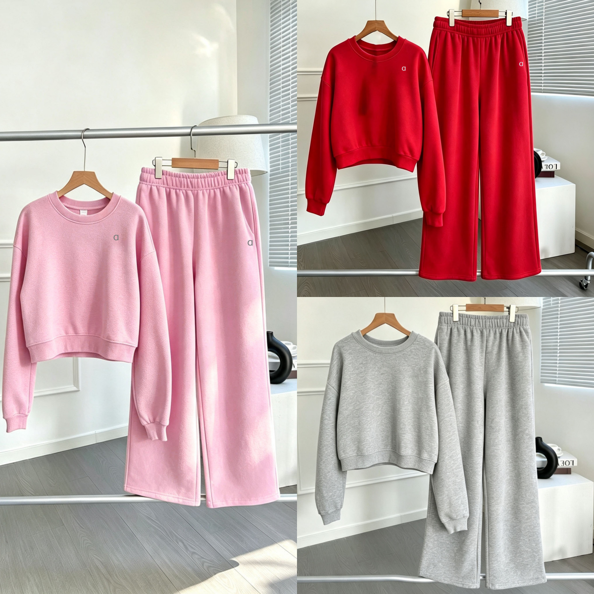 A2969 New Fashion Women 3D Silver Sports Leisure Sweater High-quality Long-sleeved Pullover And Sports Pants Outdoor Sports Running Wide-leg Pant