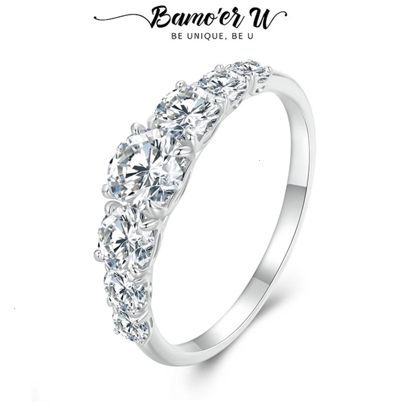 U Full Ring 925 Sterling Silver Unique 7 Stones n Certified Rings Women Fine Jewelry Wedding 260918