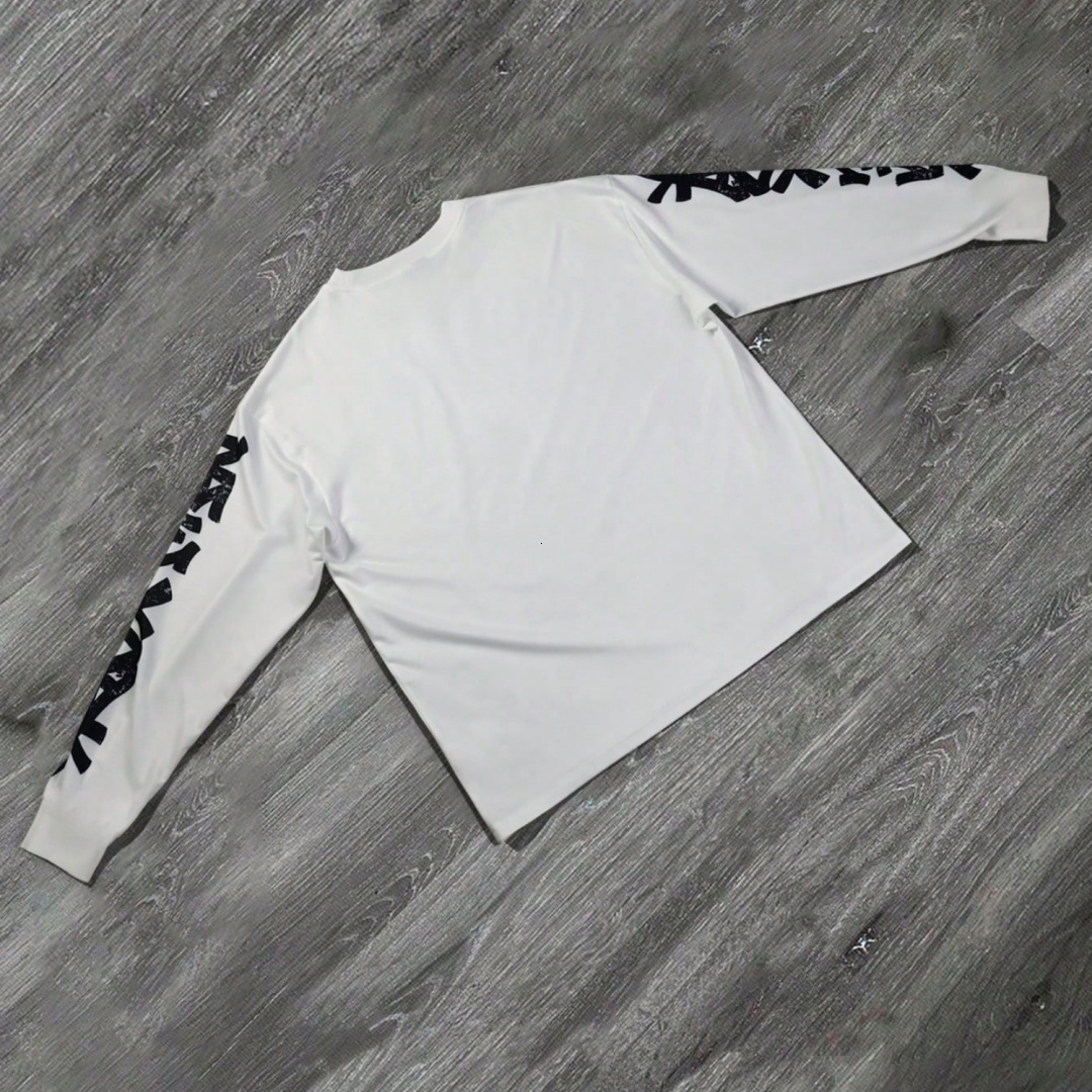 Men's Summer T-Shirt Vintage Graffiti Print Crew Neck Long Sleeve Loose Streetwear Tee Retro Art Casual Hip Hop Fashion Top