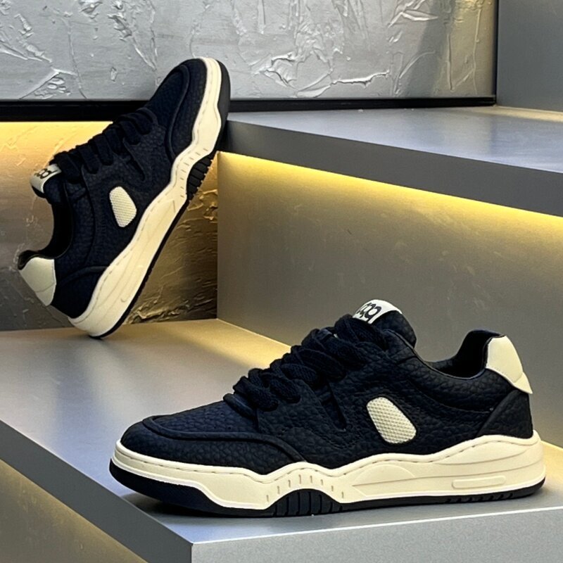 European men's Designer shoes shoes 2026 Casual shoes spring new model, leather color-blocking comfortable casual shoes, trendy versatile fashi