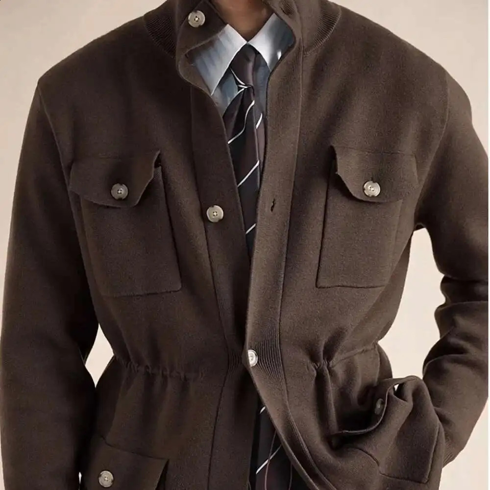 Top Quality Sweater Warm Coat Cardigan Men Herren Pullover Autumn Knit Pocket Sweaters Single Breasted 260920