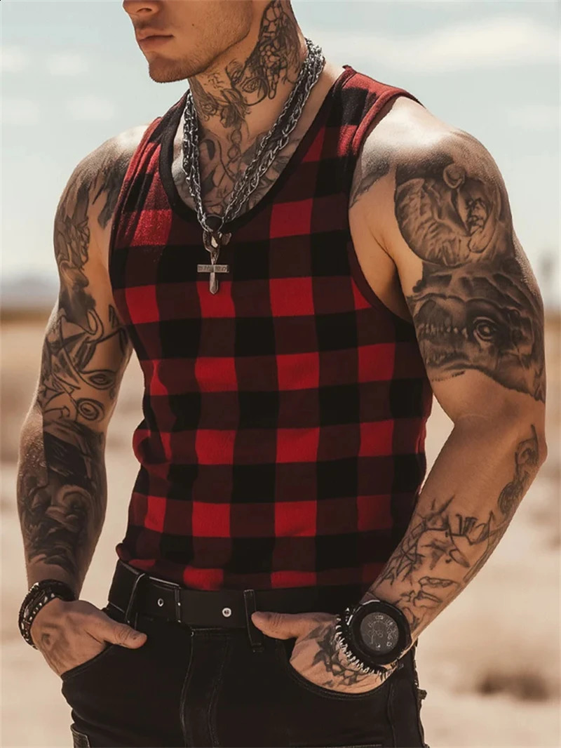 Simple Fashion Mens Summer Tank Tops Casual Daily Wear Sleeveless 3D Printed Crew Neck Vest Loose Breathable Streetwear Tops 260920