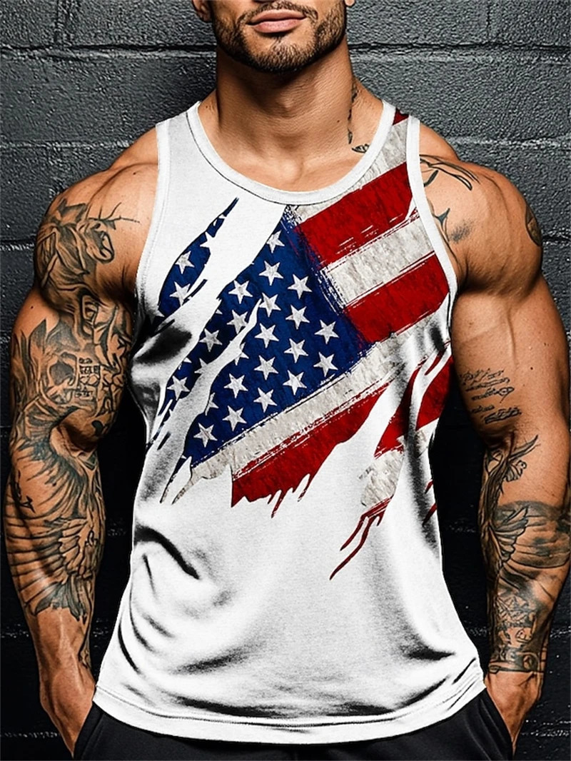 3D Printed American Flag Graphic Tank Top Mens Summer Sleeveless Vest Hip Hop Men Casual Streetwear Vest Men Sport Gym Vest 260920
