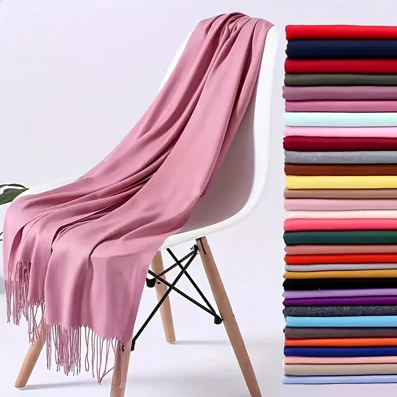 Desgine Solid Women Cashmere Scarf Autumn Winter Warm Shawls Wraps Mens Pashmina Tassels Scarves Female Foulard Mujer 260920
