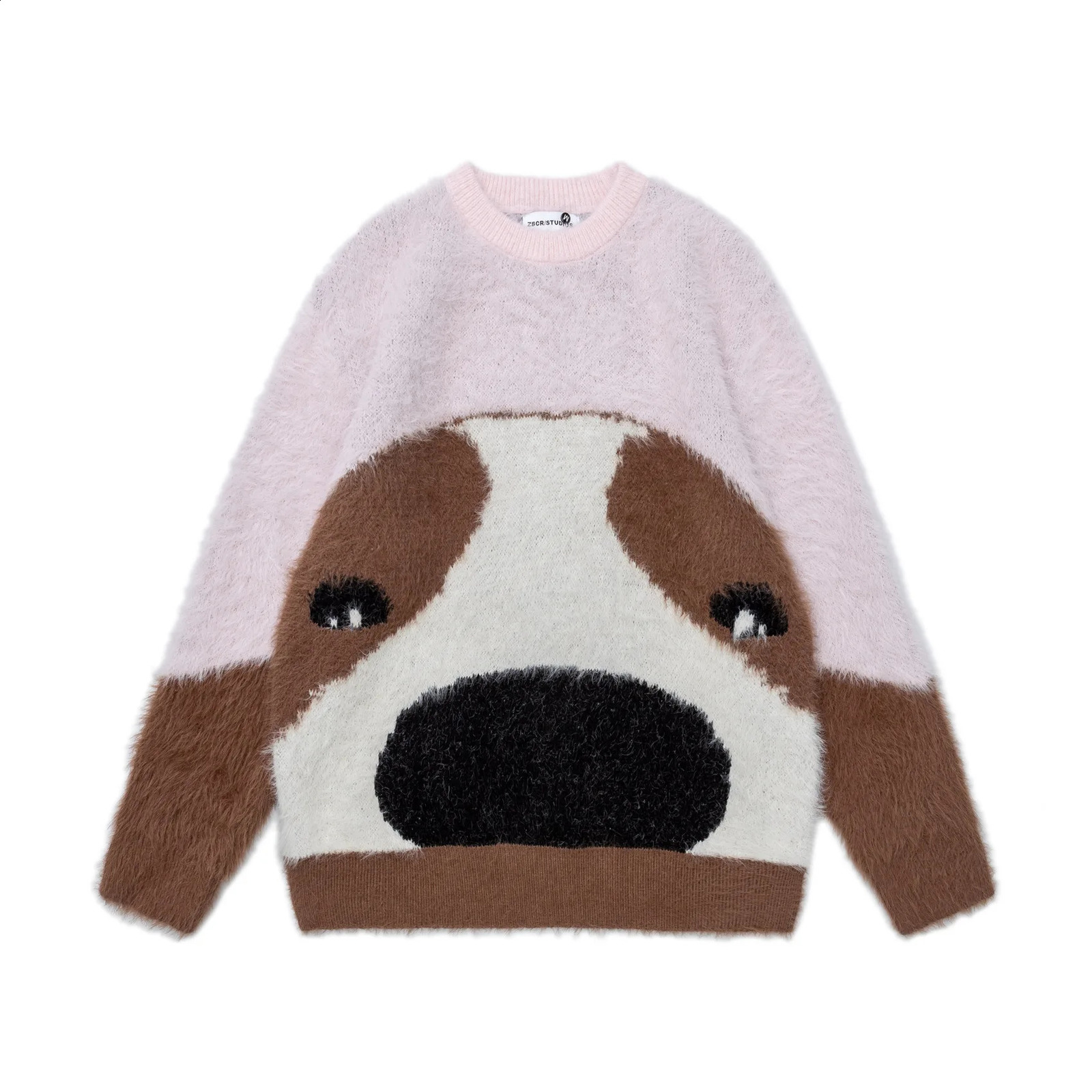 Men Hip Hop Sweater Pullover Streetwear Retro Cute Cartoon Big Dog Pattern Knitted Vintage Autumn Sweaters Cotton 260920