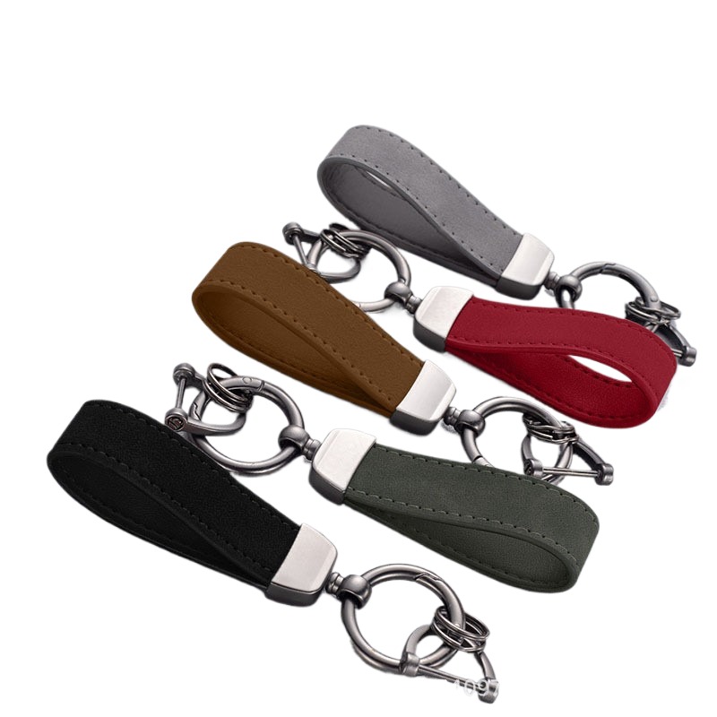 Porte-clés de voiture en Faux daim et cuir, boucle en fer à cheval, suspendu à la taille, cadeau, vente en gros