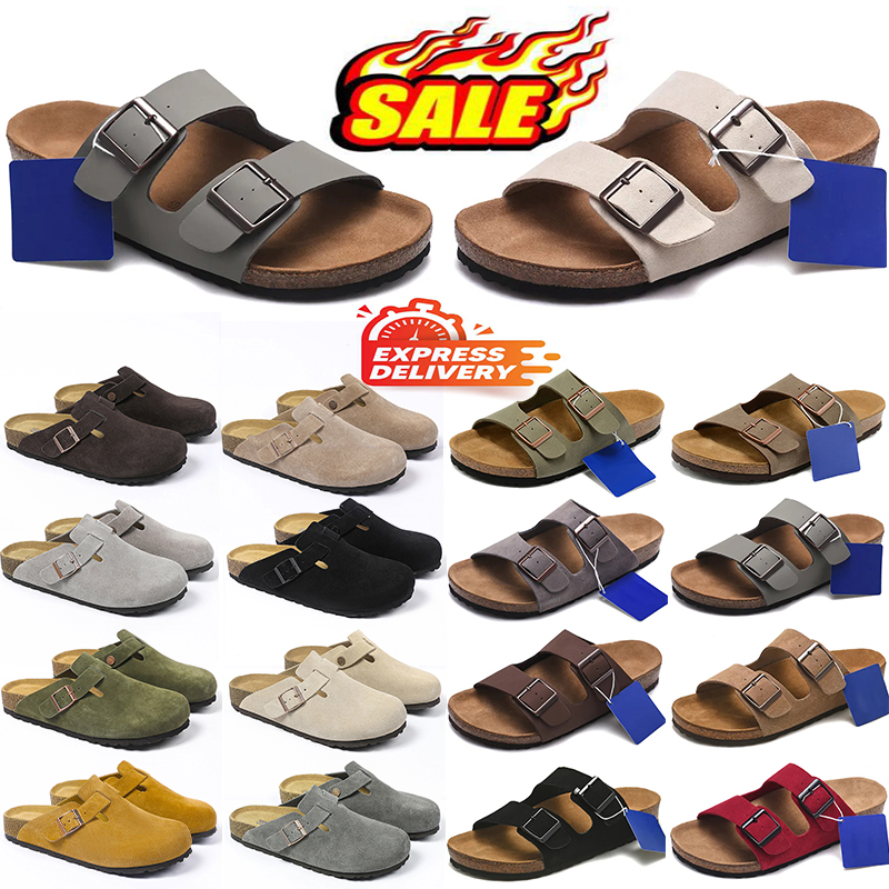 Designer Slippers Fur Slides Boston Clogs Sandals Men Women Bostonclogs Shearling Mules Flat Shoes Leather Suede Sliders