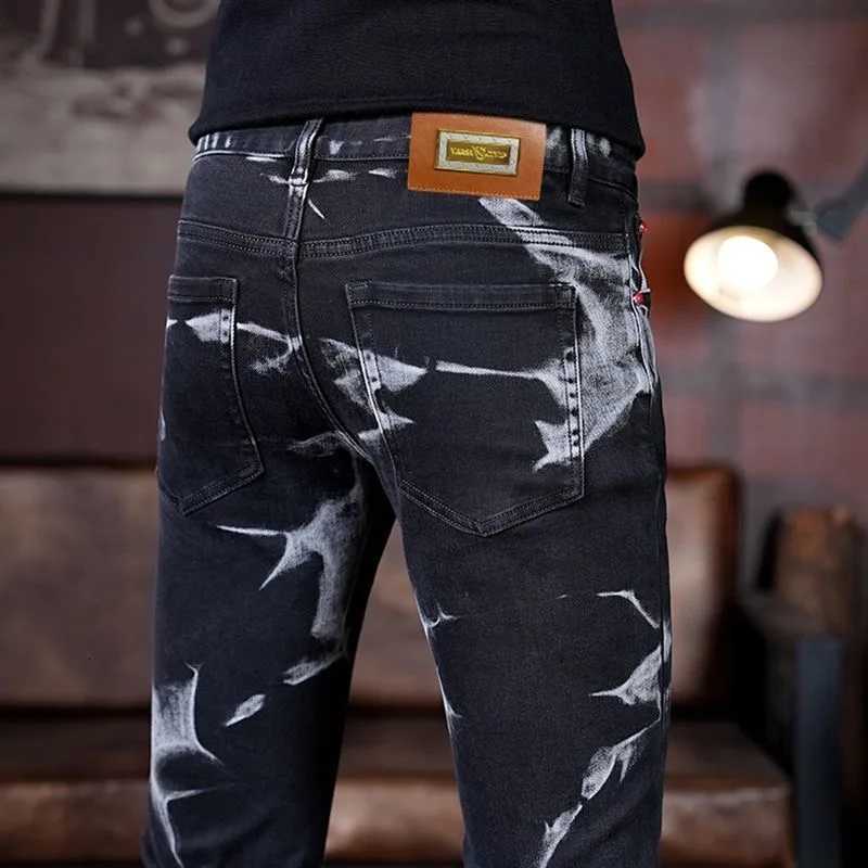 Men's Jeans Spring and Autumn New Fashion Trend Retro Printed Straight Leg Elastic Jeans For Men's Casual Sports Comfort High-Quality Jean