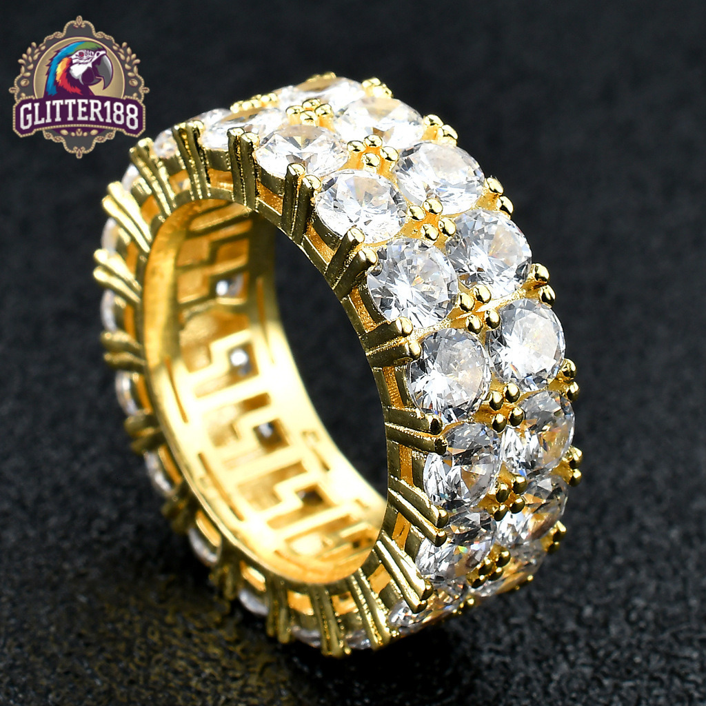 Custom OEM Moissanite Men's Ring Hip-Hop Jewelry 925 Sterling Silver Iced-Out Eternal Band with GRA Certificate