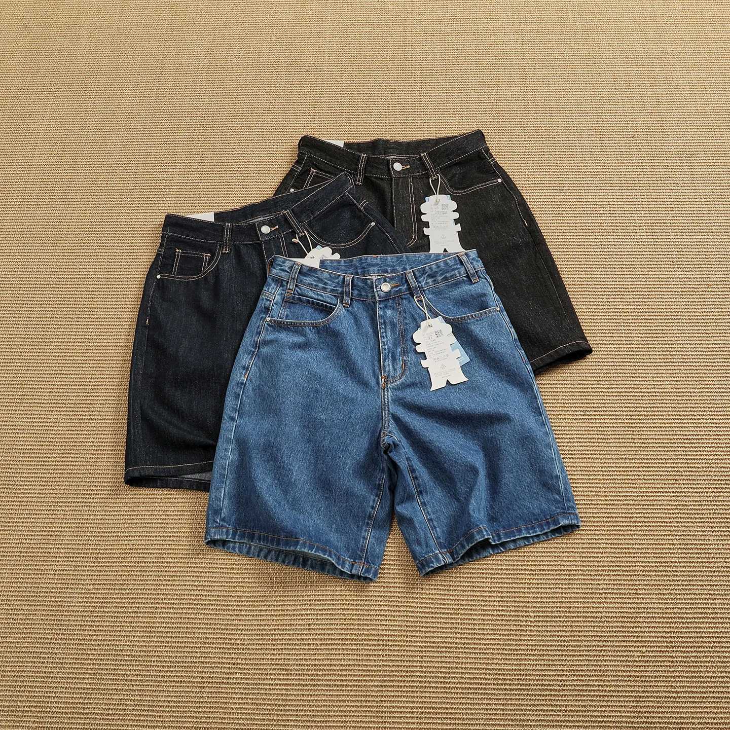 Men's Jeans Summer men's denim shorts loose straight wide-leg trousers retro washed casual denim mid-pants X260919