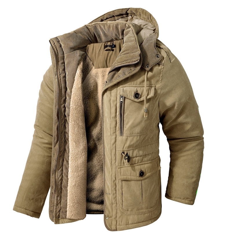 Winter Fleece Parkas Men Warm Windproof Jackets Thick Hooded Parka Coat Mens Fur Linner Outerwear Casual Cotton Padded Jacket260918ww