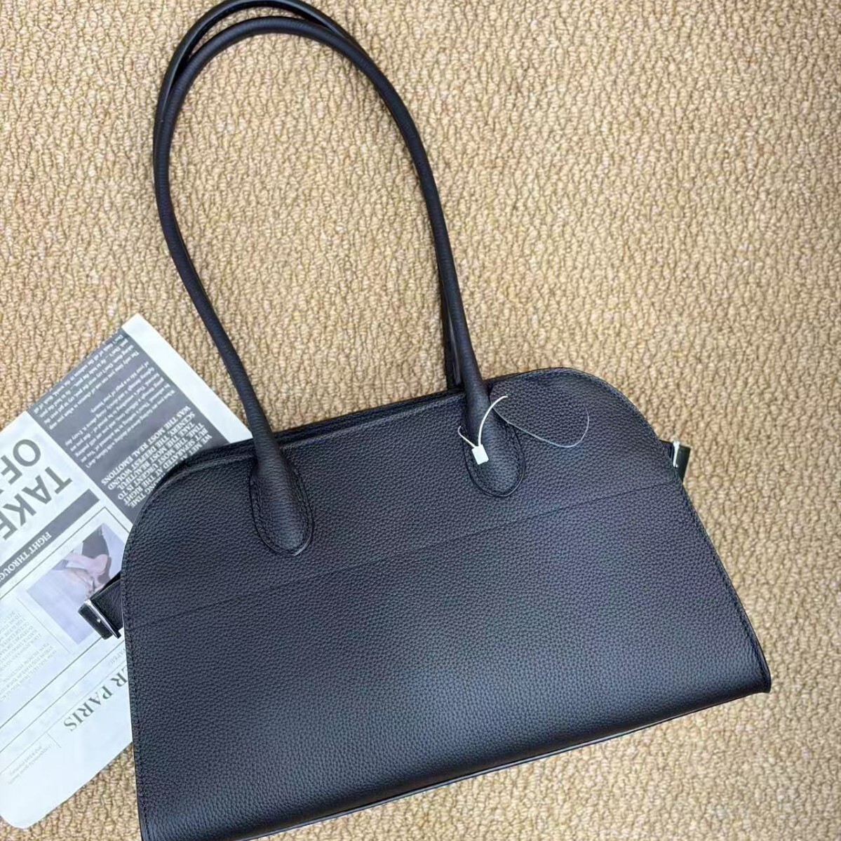 Luxury Brand Genuine Leather Women Handbags Casual Black Cowhide Women Totes Fashion Silver Buckle Shoulder Bags Women