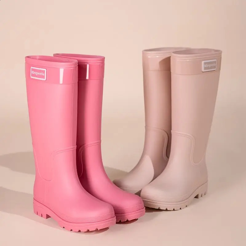 Botas de lluvia altas Botas de lluvia para mujer forradas ropa exterior para adultos Botas de senderismo impermeables zapatos antideslizantes suela