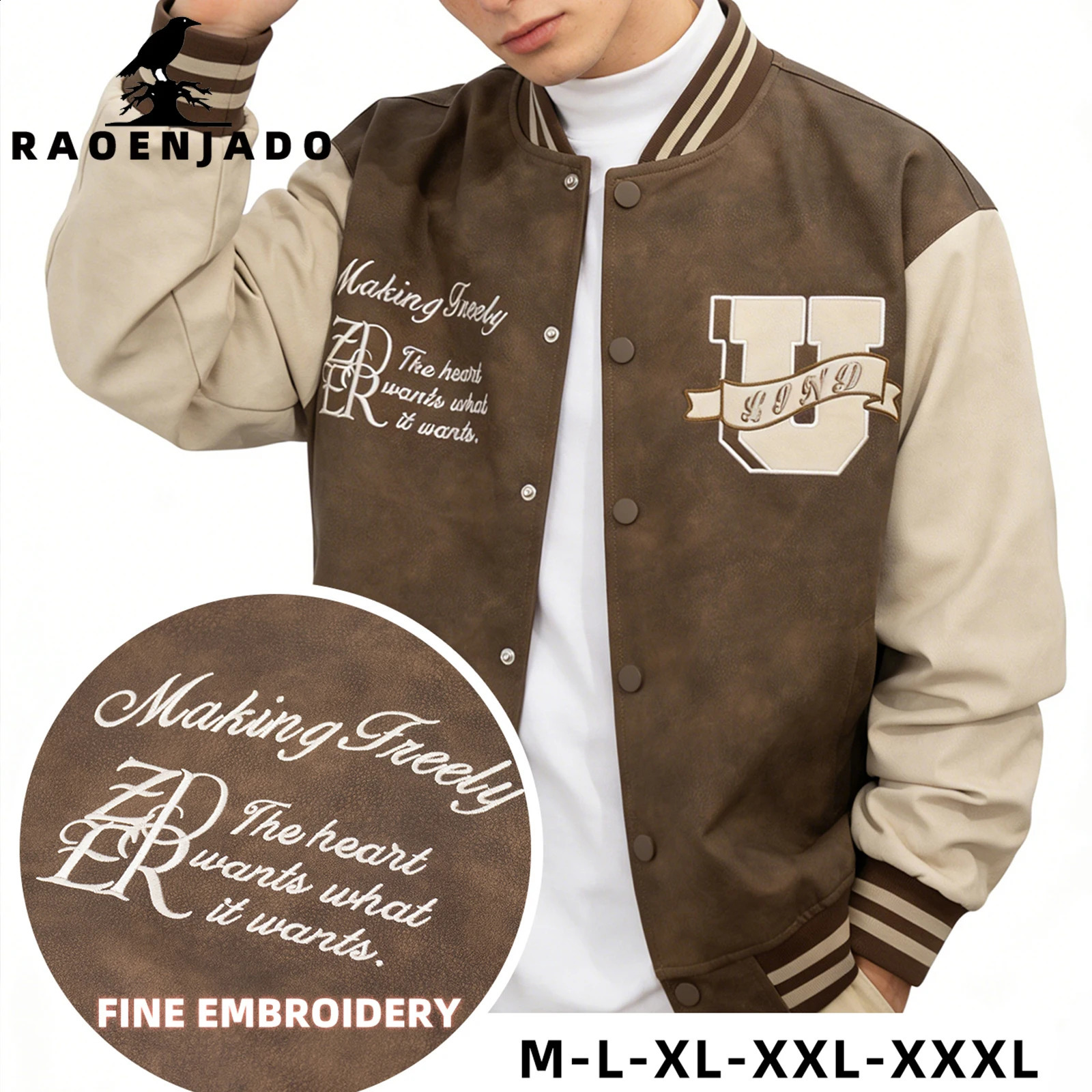Giacca da uomo in ecopelle PU Cappotto vintage da college Letterman Moto Streetwear Capispalla unisex per abbigliamento casual e quotidiano 260920