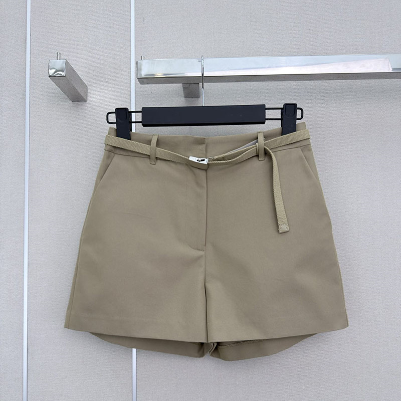 Luxury Women Khaki Shorts With Belt Designer Slim Fit A Line Shorts Summer Casual Minimalist Versatile Suit Shorts