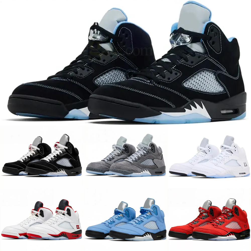 Designer Men Basketball Shoes 5s Sports Shoes Running Shoes Sneakers Wolf Grey Silver White Cement cat Midnight Navy Black Metallic Lucky Green Red