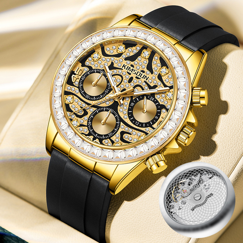 Luxury Men Quartz Watch Gold Rhinestone Dial Luminous Waterproof Sport Wristwatch Fashion Business Male Clock Gift