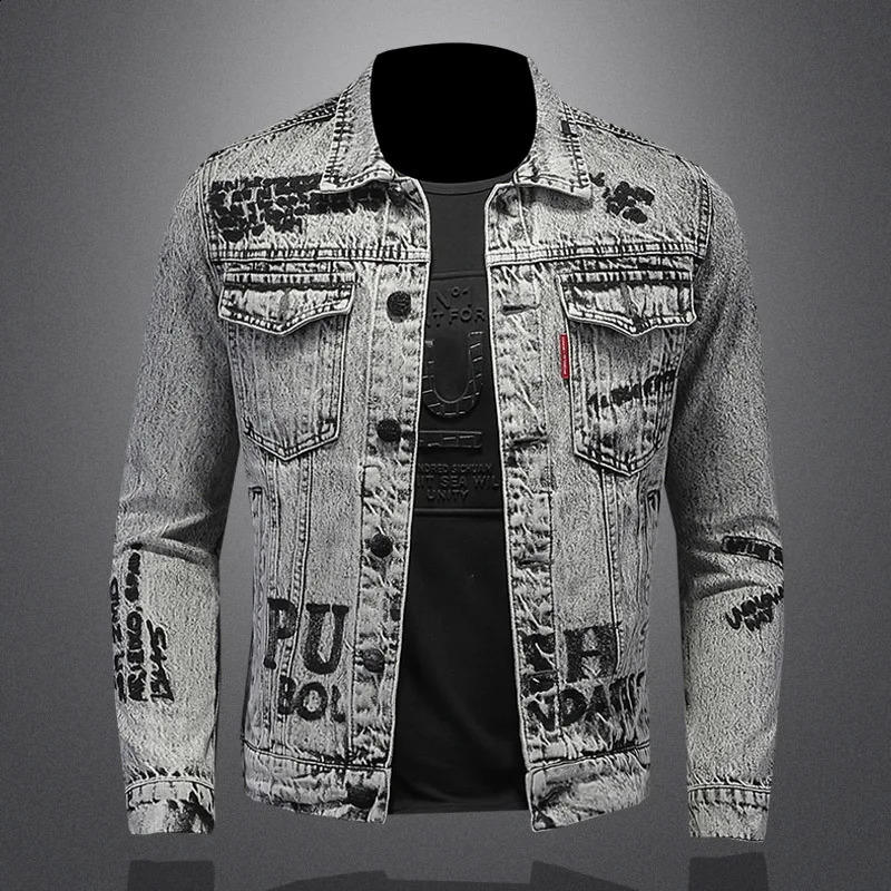 Spring Autumn Fashion Trend Ripped Vintage Jeans Jacket Men's Casual Loose Comfortable High Quality Plus-Size Coat 260920