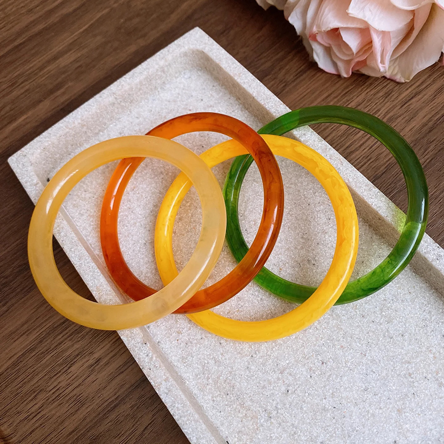 Bohemia Geometric Round Smudging Bangles for Women Multiple Color Minimalist Thin Resin Bracelets Charm Bracelet Jewelry Y 260918