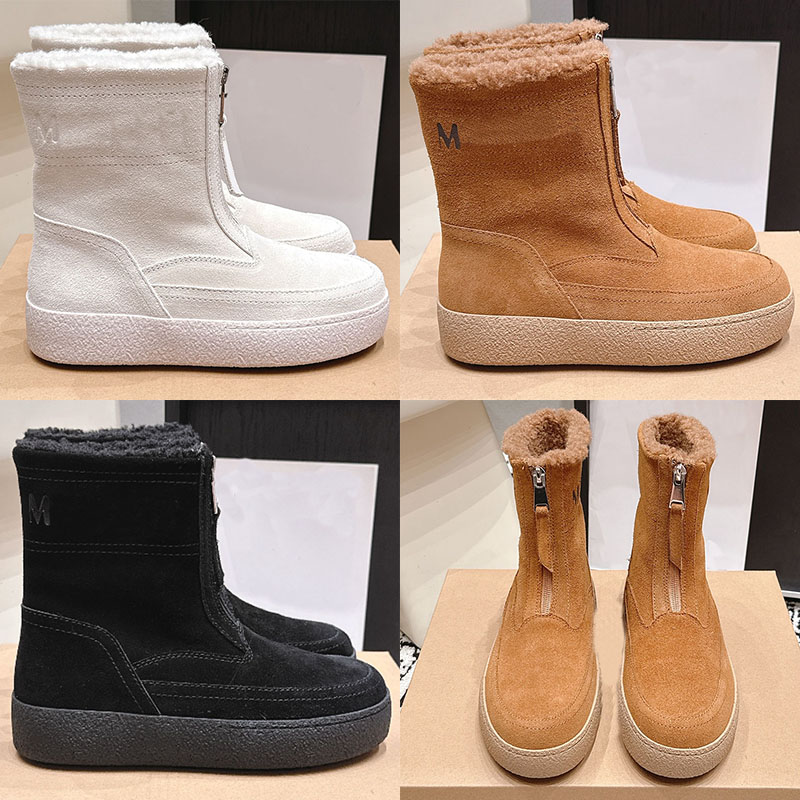 Women Snow Boots Designer Frosted Leather Midsole Cold Resistant Boots Lightweight Non Slip Soles Simple Versatile Daily Outings Winter Shoes Top Qu