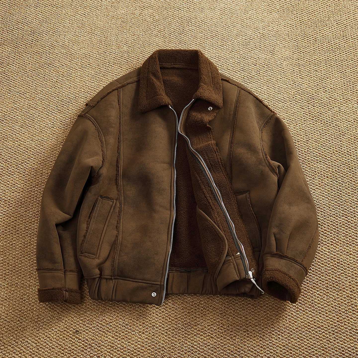 Men's Jackets Winter thickened velvet motorcycle jacket men's American tough guy retro suede warm cotton jacket X260919