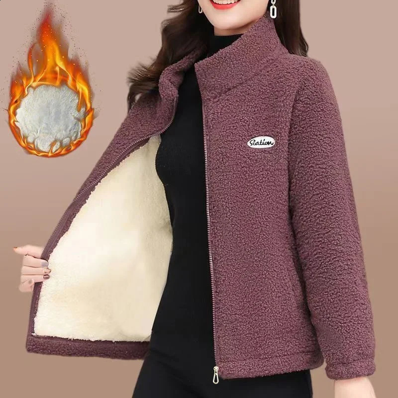 Thickened Fleece Warm and ColdResistant Womens Fashion Casual Jacket Coat Autumn Winter StandCollar Tops Available in Multiple Colors 26921