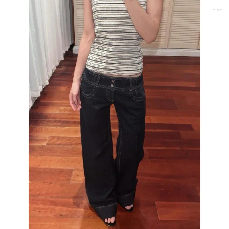 American Retro Low Waist Wide Leg Jeans Women's Summer Autumn Loose Drapey Tall Extended Length Girls Pants