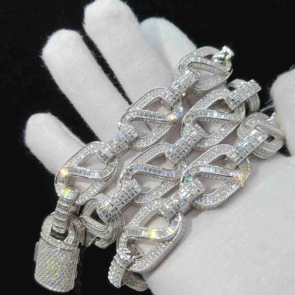 American Custom Hip Hop Fine Jewelry Necklace Bracelet 925 Silver Iced Out Vvs Moissanite Diamond Cuban Link Chain
