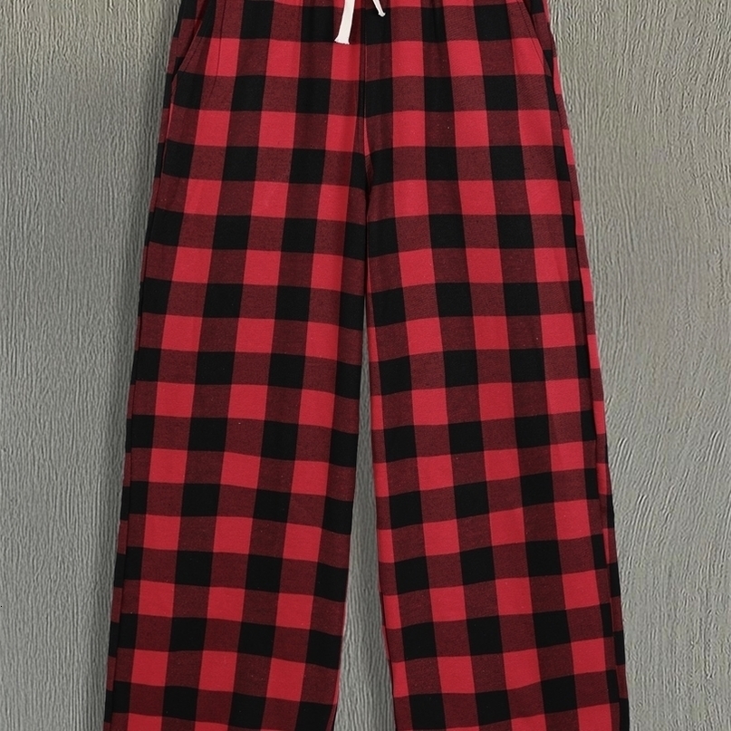 Mens Classic Plaid Drawstring Wide Leg Pants Spring Fall Retro Loose Casual Drape Trousers 260917